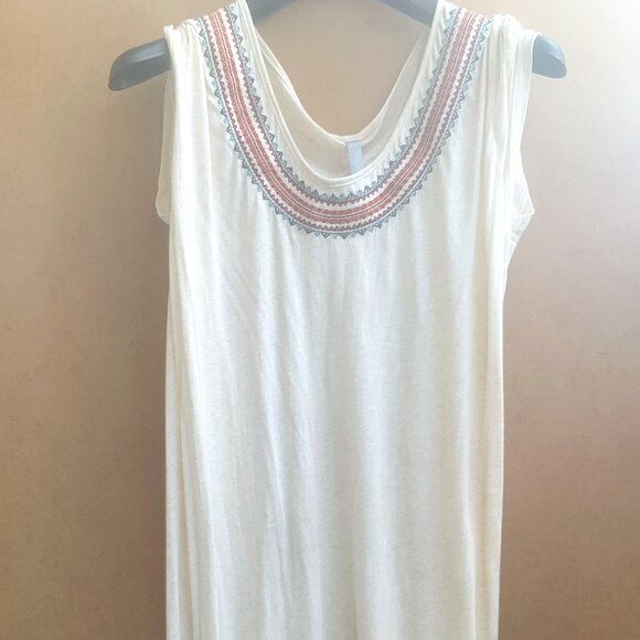 White Miiyu Dress With Embroidered Colorful Patterns - Picture 1 of 5